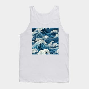 Ephemeral Crests: Hokusai Waves Reimagined Tank Top